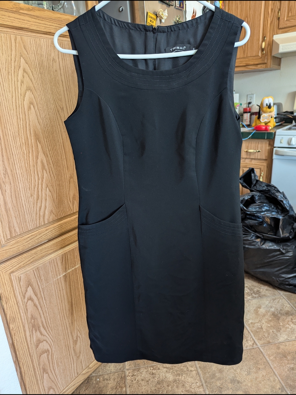 Tribal Black Sleeveless Mini Sheath Dress